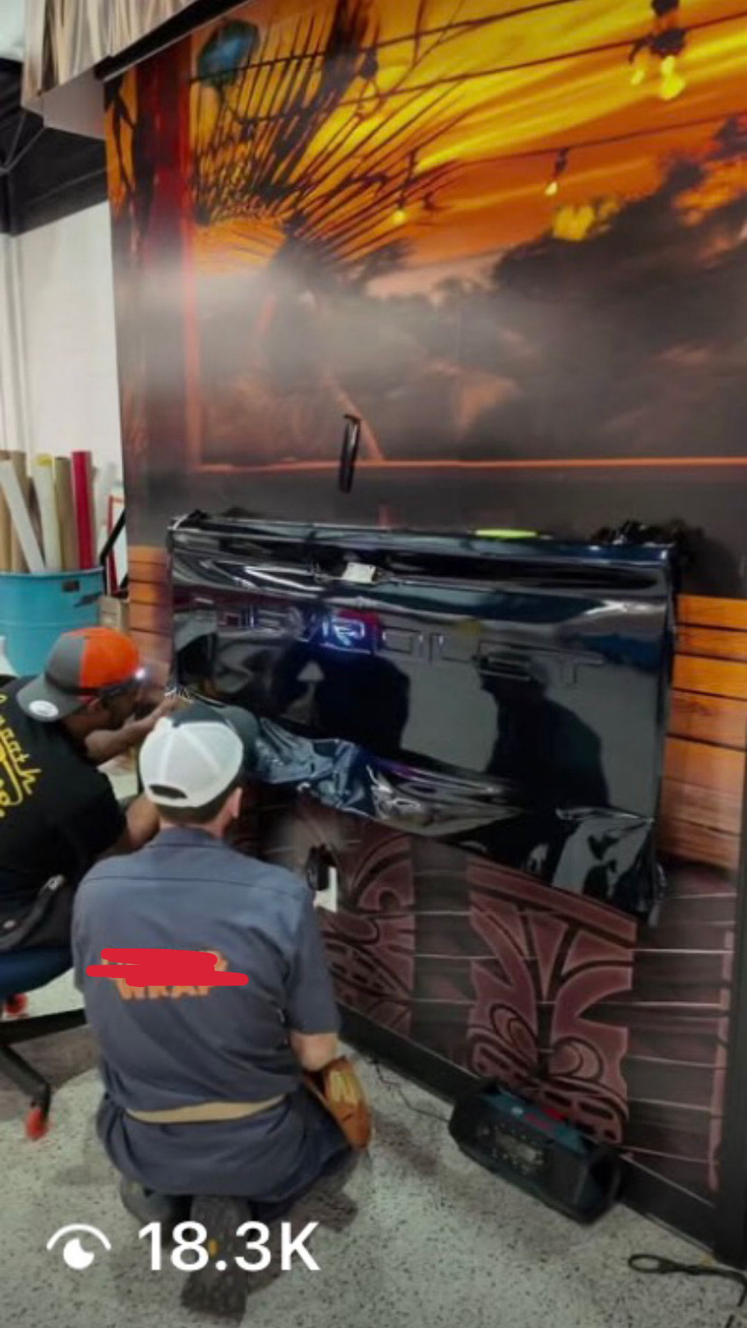 Custom vehicle wrap behind the scenes